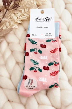 Skarpetki|Skarpetki>Aura.via Męskie Skarpetki Nie Do Pary Truskawki Różowe
