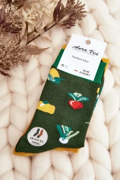 New Męskie Skarpetki Nie Do Pary Warzywa Zielono-Żółte Skarpetki|Skarpetki