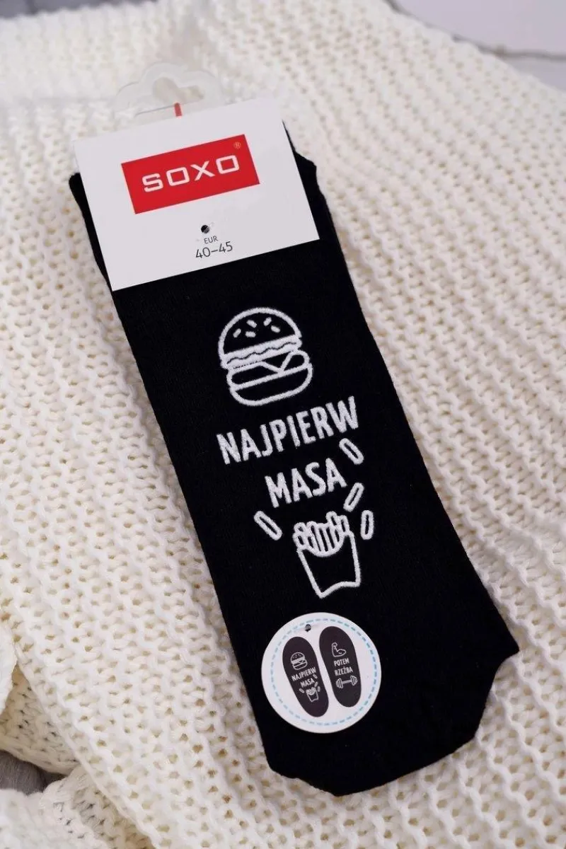 Outlet Męskie Skarpetki SOXO Najpierw Masa Potem Rzeźba Skarpetki|Skarpetki