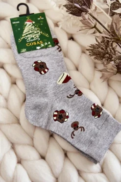 Discount COSAS Męskie Skarpetki W Świąteczne Wzory Szare