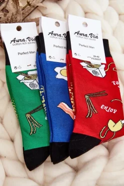 Skarpetki|Skarpetki>Aura.via Męskie Skarpetki We Wzory Jajko Niebieskie