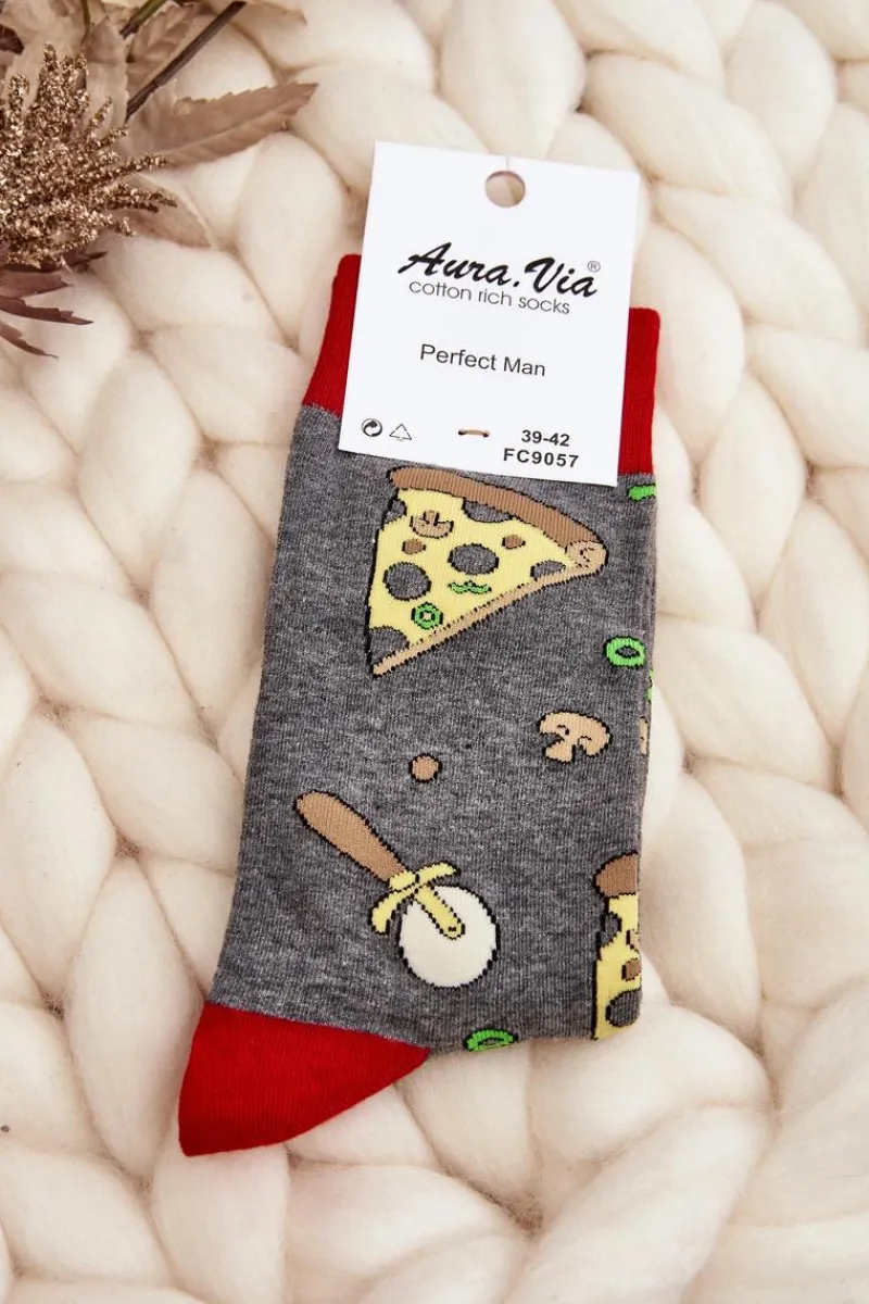 Best Męskie Skarpetki We Wzory Pizza Szare Skarpetki|Skarpetki