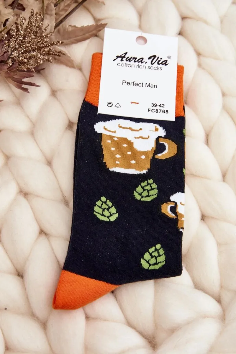 Online Męskie Skarpetki We Wzory Piwo Czarne - Wzór 2 Skarpetki|Skarpetki