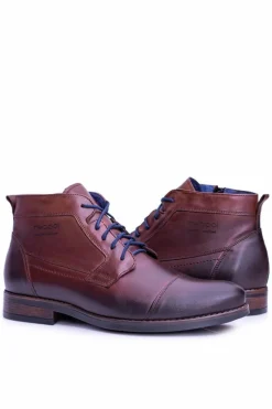 Clearance Boto Męskie Skórzane Botki Z Suwakiem Brąz Gregory