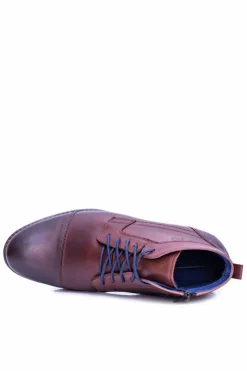 Clearance Boto Męskie Skórzane Botki Z Suwakiem Brąz Gregory