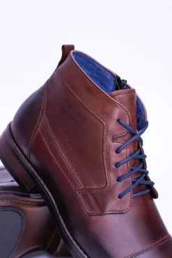 Clearance Boto Męskie Skórzane Botki Z Suwakiem Brąz Gregory