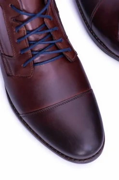 Clearance Boto Męskie Skórzane Botki Z Suwakiem Brąz Gregory