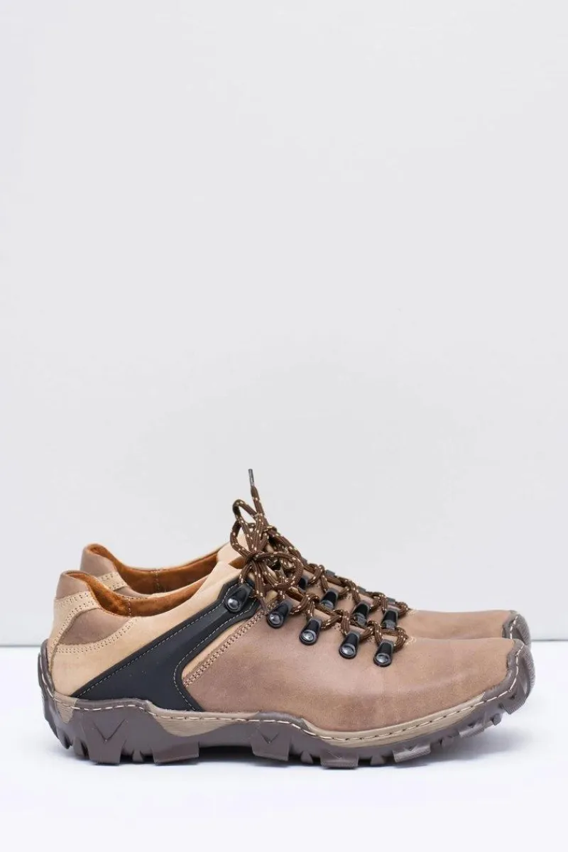 Hot Męskie Skórzane Brązowe Półbuty Trekkingowe Bednarek Męskie Obuwie Trekkingowe Męskie