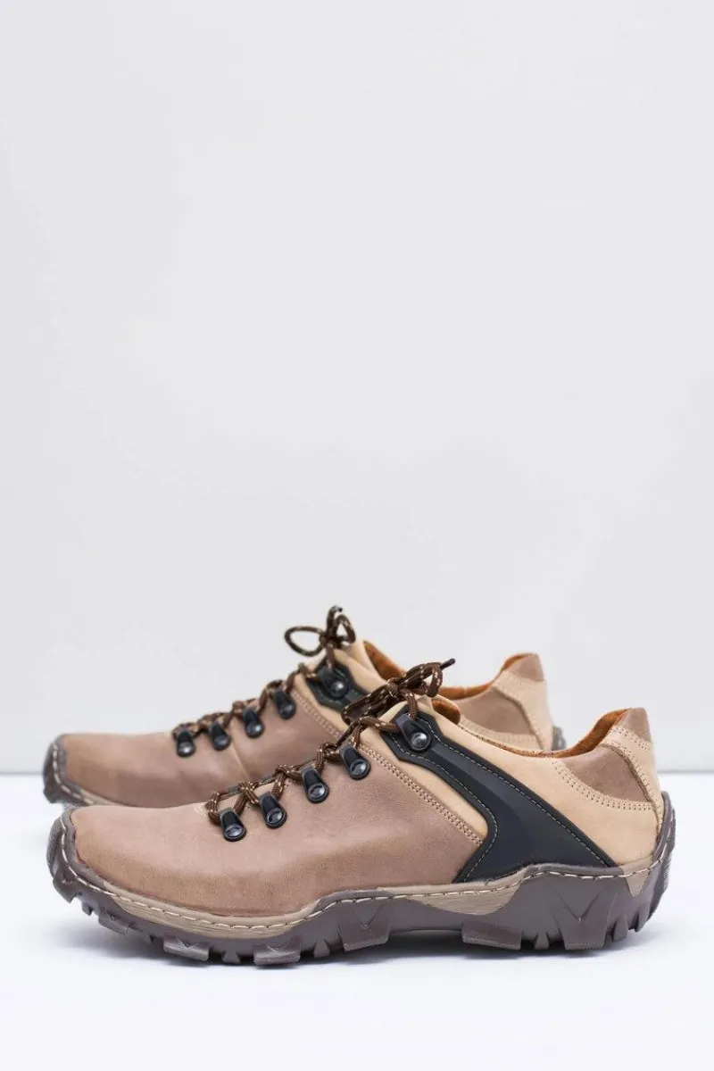 Hot Męskie Skórzane Brązowe Półbuty Trekkingowe Bednarek Męskie Obuwie Trekkingowe Męskie