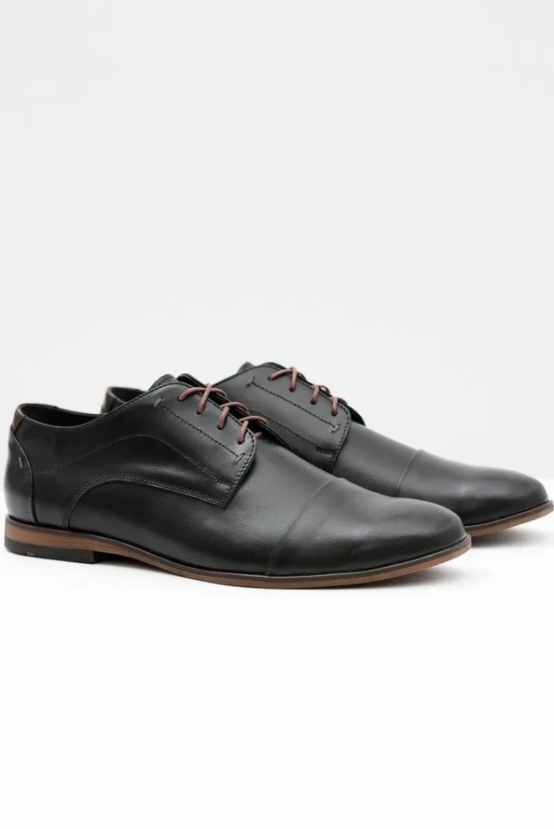 Półbuty Casual>Boto Męskie Skórzane Czarne Półbuty Livio