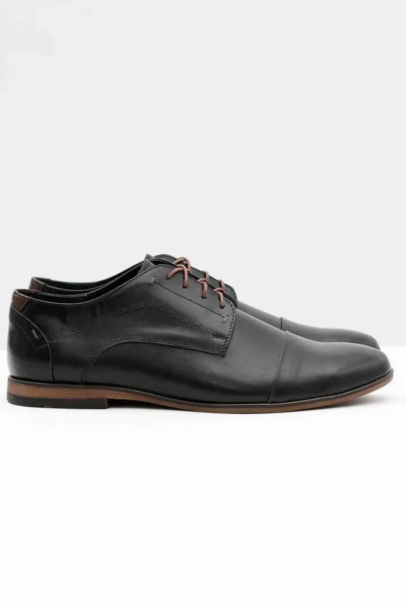 Półbuty Casual>Boto Męskie Skórzane Czarne Półbuty Livio