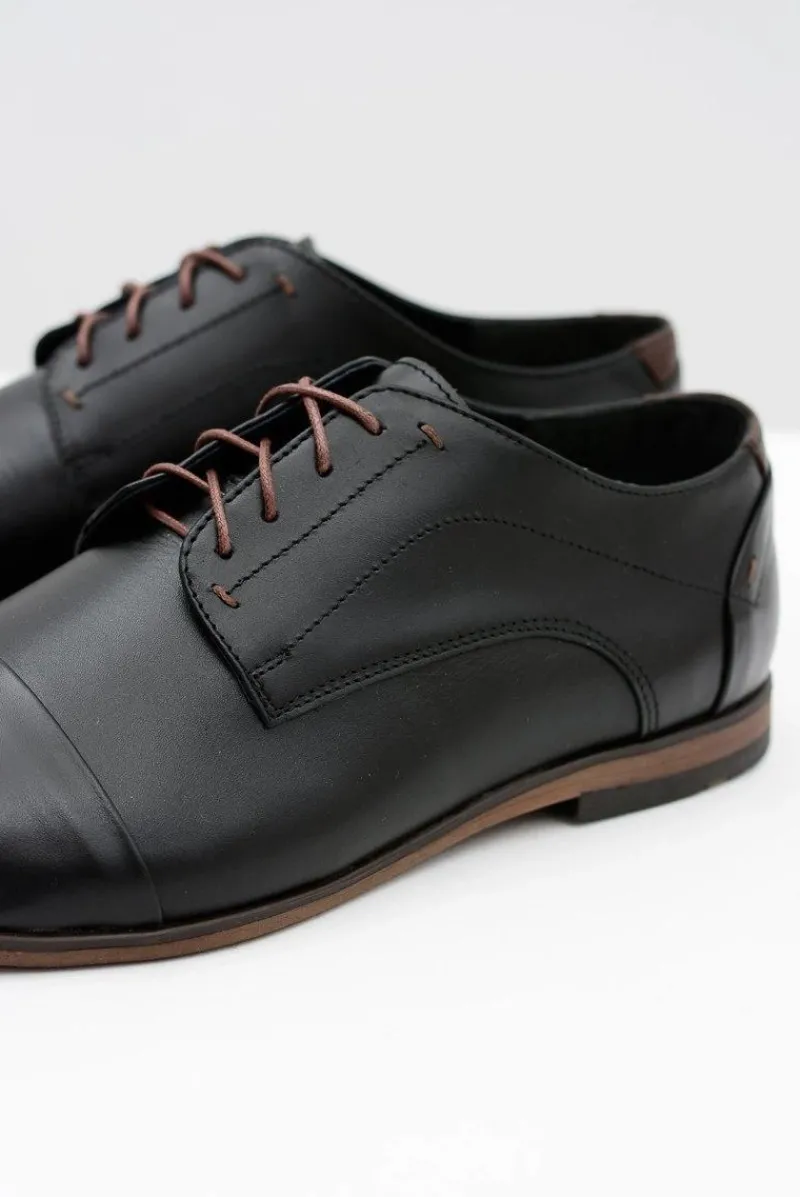 Półbuty Casual>Boto Męskie Skórzane Czarne Półbuty Livio