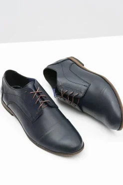 Online Boto Męskie Skórzane Granatowe Półbuty Livio