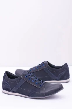 Best Męskie Skórzane Granatowe Półbuty Denali Męskie Półbuty Casual