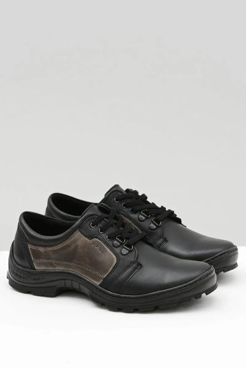 Półbuty Casual>Boto Męskie Skórzane Klasyczne Czarne Półbuty Favello