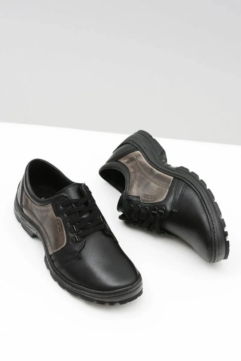 Półbuty Casual>Boto Męskie Skórzane Klasyczne Czarne Półbuty Favello