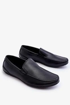 Mokasyny Wsuwane></noscript>Boto Męskie Skórzane Mokasyny Czarne Theo