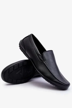 Mokasyny Wsuwane></noscript>Boto Męskie Skórzane Mokasyny Czarne Theo