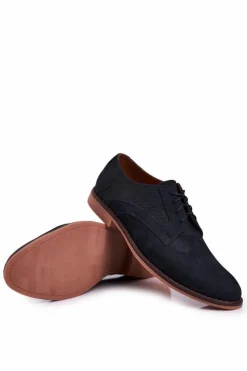 Mokasyny Sznurowane|Bednarek Polish Shoes>Boto Męskie Skórzane Mokasyny Nubuk BEDNAREK Granatowe