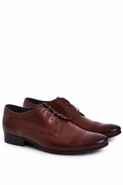 Online Boto Męskie Skórzane Mokasyny Z Czarną Podeszwą BEDNAREK Ciemny Brąz