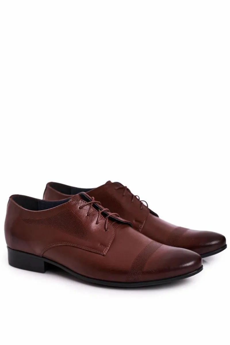 Online Boto Męskie Skórzane Mokasyny Z Czarną Podeszwą BEDNAREK Ciemny Brąz