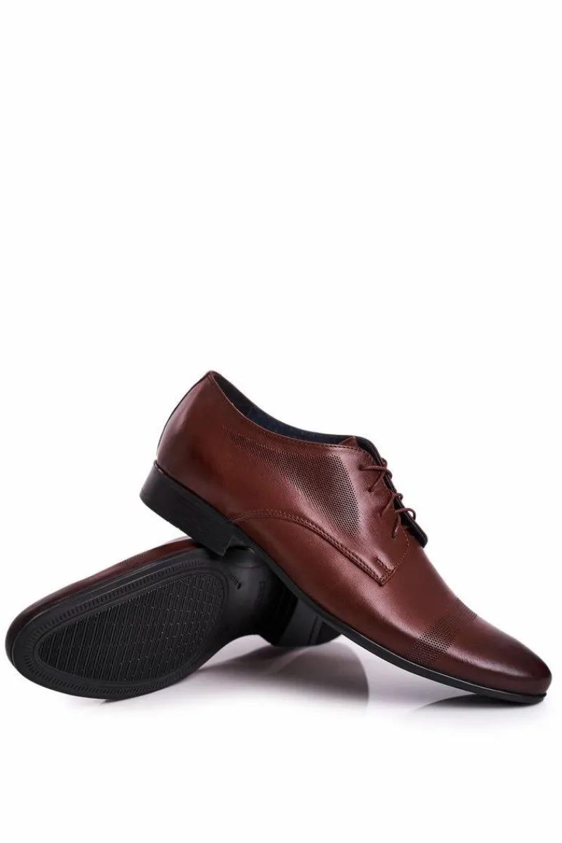 Online Boto Męskie Skórzane Mokasyny Z Czarną Podeszwą BEDNAREK Ciemny Brąz