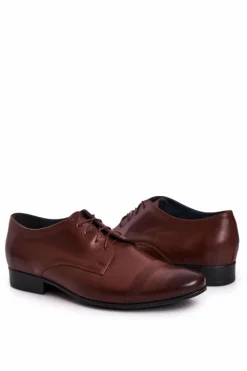 Online Boto Męskie Skórzane Mokasyny Z Czarną Podeszwą BEDNAREK Ciemny Brąz