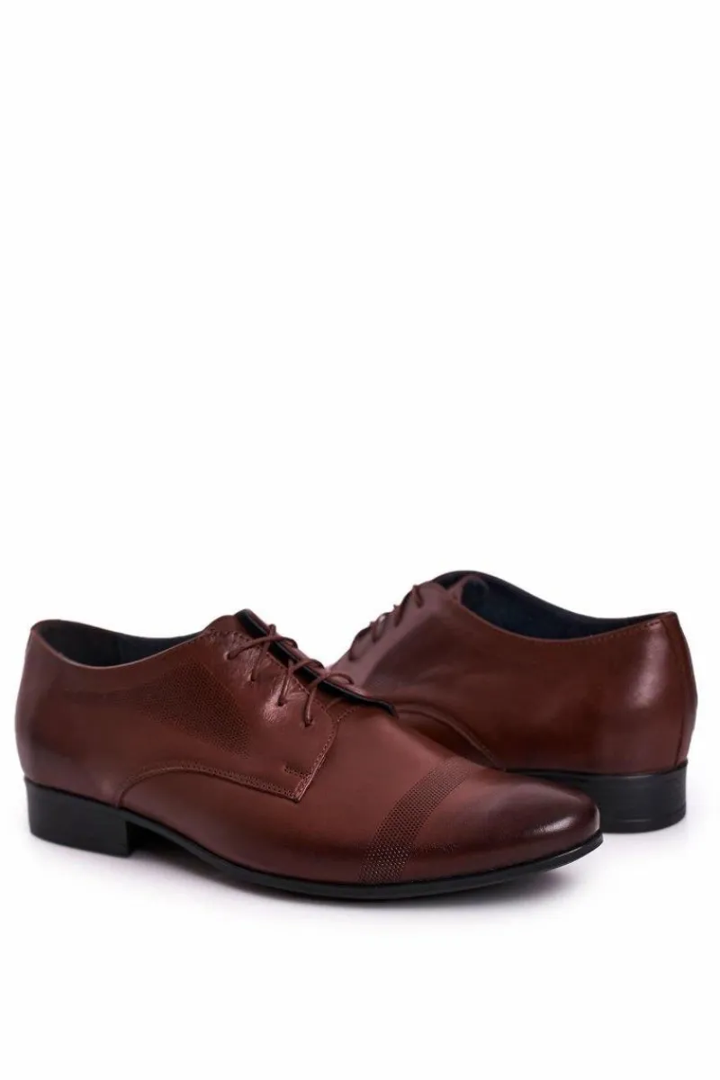 Online Boto Męskie Skórzane Mokasyny Z Czarną Podeszwą BEDNAREK Ciemny Brąz