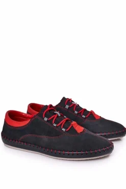 Outlet Boto Męskie Skórzane Półbuty BEDNAREK Granatowe