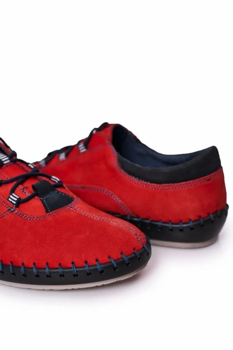 Clearance Męskie Skórzane Półbuty BEDNAREK Czerwone Męskie Bednarek Polish Shoes|Półbuty Casual
