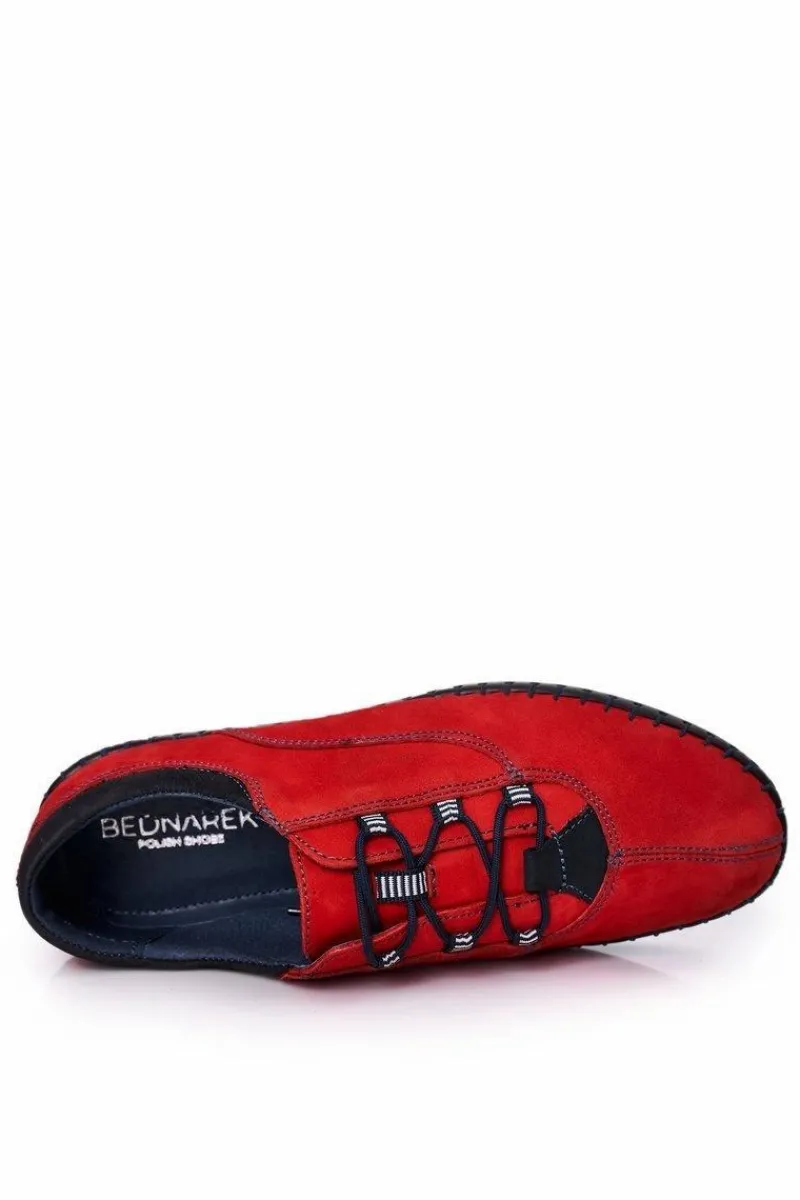 Clearance Męskie Skórzane Półbuty BEDNAREK Czerwone Męskie Bednarek Polish Shoes|Półbuty Casual