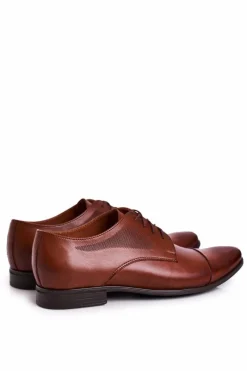 Clearance Męskie Skórzane Półbuty Bednarek 805 Brązowe Męskie Bednarek Polish Shoes|Półbuty Eleganckie