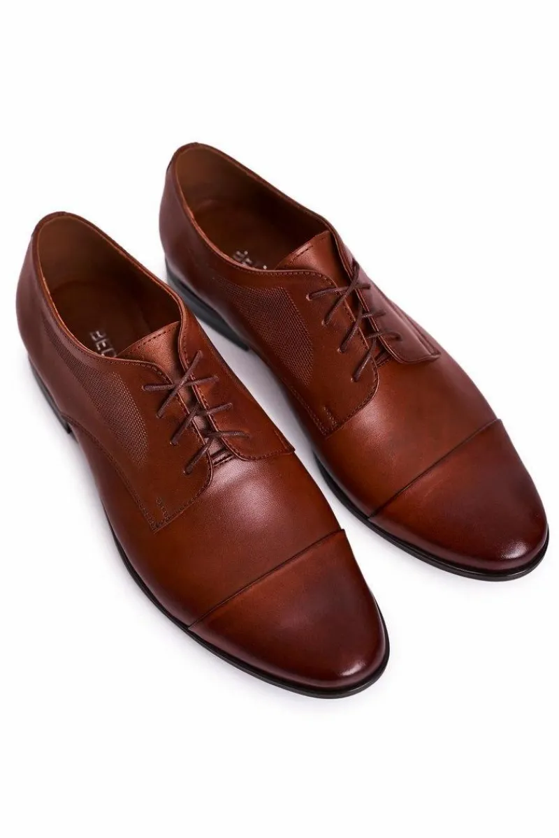 Clearance Męskie Skórzane Półbuty Bednarek 805 Brązowe Męskie Bednarek Polish Shoes|Półbuty Eleganckie