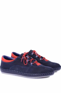 Boto Męskie Skórzane Półbuty Casual Granatowe Bill