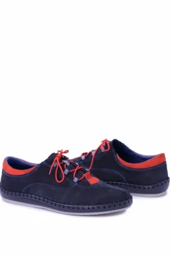 Boto Męskie Skórzane Półbuty Casual Granatowe Bill