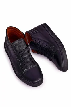 Online Boto Męskie Skórzane Półbuty Tenisówki BEDNAREK Czarne