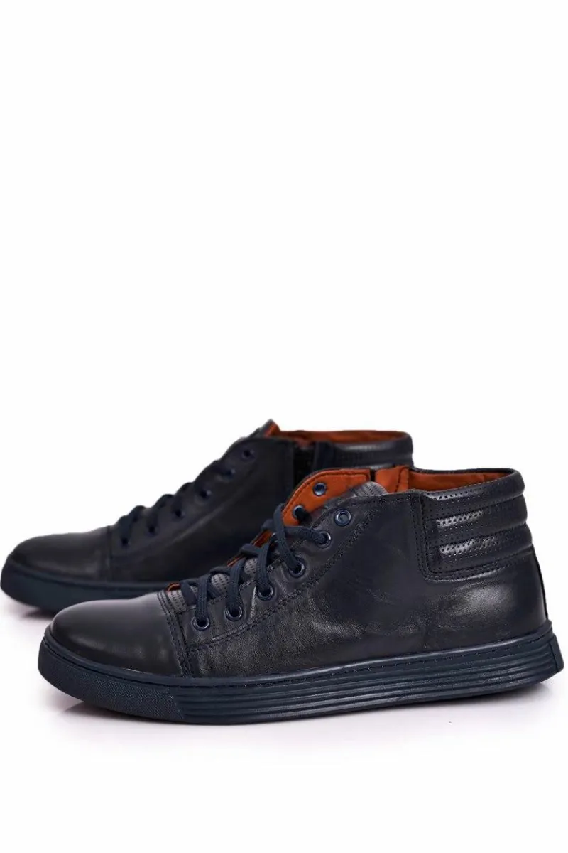 Bednarek Polish Shoes|Półbuty Casual>Boto Męskie Skórzane Półbuty Tenisówki BEDNAREK Granatowe