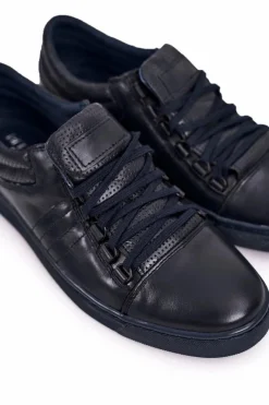 Best Boto Męskie Skórzane Półbuty Tenisówki BEDNAREK Granatowe