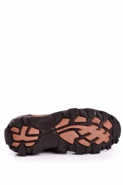 Sale Męskie Skórzane Półbuty Trekkingowe BEDNAREK Brązowe Męskie Obuwie Trekkingowe Męskie