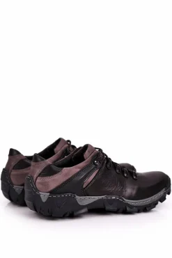 Hot Męskie Skórzane Półbuty Trekkingowe BEDNAREK Czarne Męskie Obuwie Trekkingowe Męskie