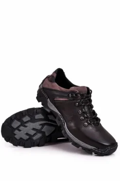 Hot Męskie Skórzane Półbuty Trekkingowe BEDNAREK Czarne Męskie Obuwie Trekkingowe Męskie