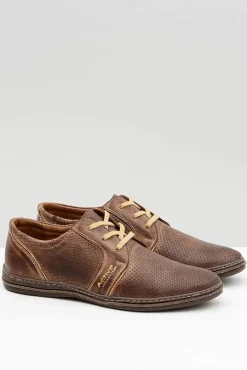 Półbuty Casual>Boto Męskie Skórzane Sznurowane Brązowe Ażurowe Półbuty Markos