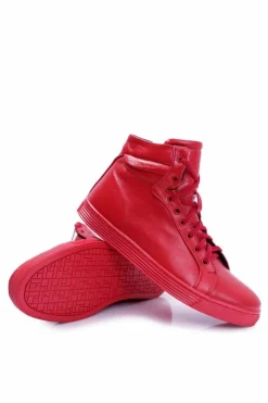 Online Boto Męskie Skórzane Tenisówki Bednarek Czerwone Edys