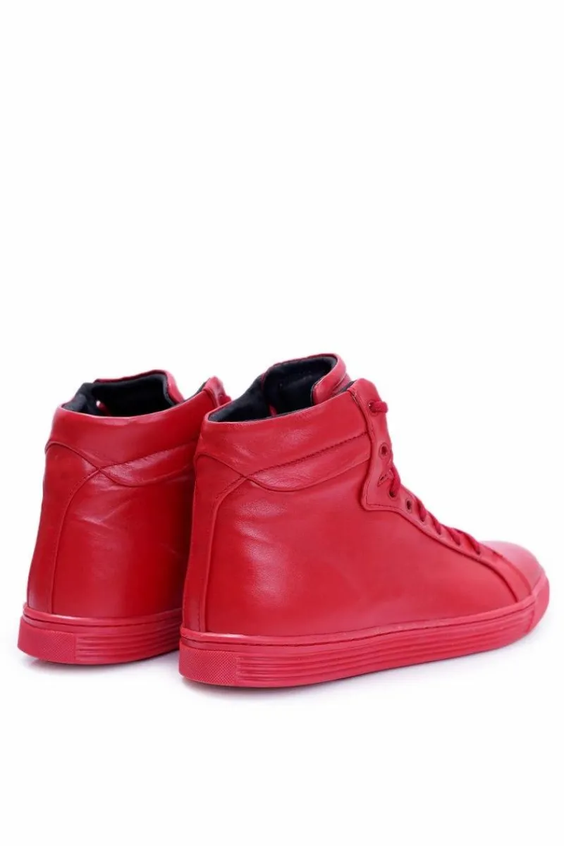 Online Boto Męskie Skórzane Tenisówki Bednarek Czerwone Edys