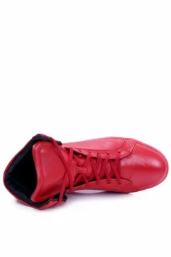 Online Boto Męskie Skórzane Tenisówki Bednarek Czerwone Edys