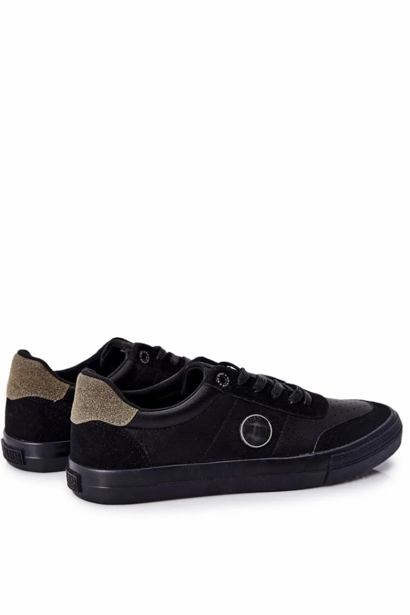 Trampki Męskie Big Star|Trampki Niskie>Big Star Shoes Męskie Skórzane Tenisówki Big Star II174008 Czarno-Zielone