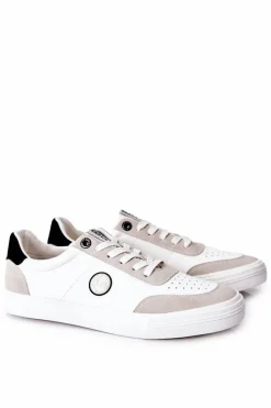 Hot Męskie Skórzane Tenisówki Big Star II174009 Biało-Beżowe Męskie Trampki Męskie Big Star|Trampki Niskie