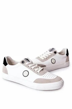 Hot Męskie Skórzane Tenisówki Big Star II174009 Biało-Beżowe Męskie Trampki Męskie Big Star|Trampki Niskie