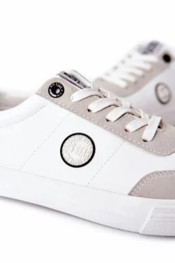 Hot Męskie Skórzane Tenisówki Big Star II174009 Biało-Beżowe Męskie Trampki Męskie Big Star|Trampki Niskie