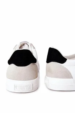 Hot Męskie Skórzane Tenisówki Big Star II174009 Biało-Beżowe Męskie Trampki Męskie Big Star|Trampki Niskie